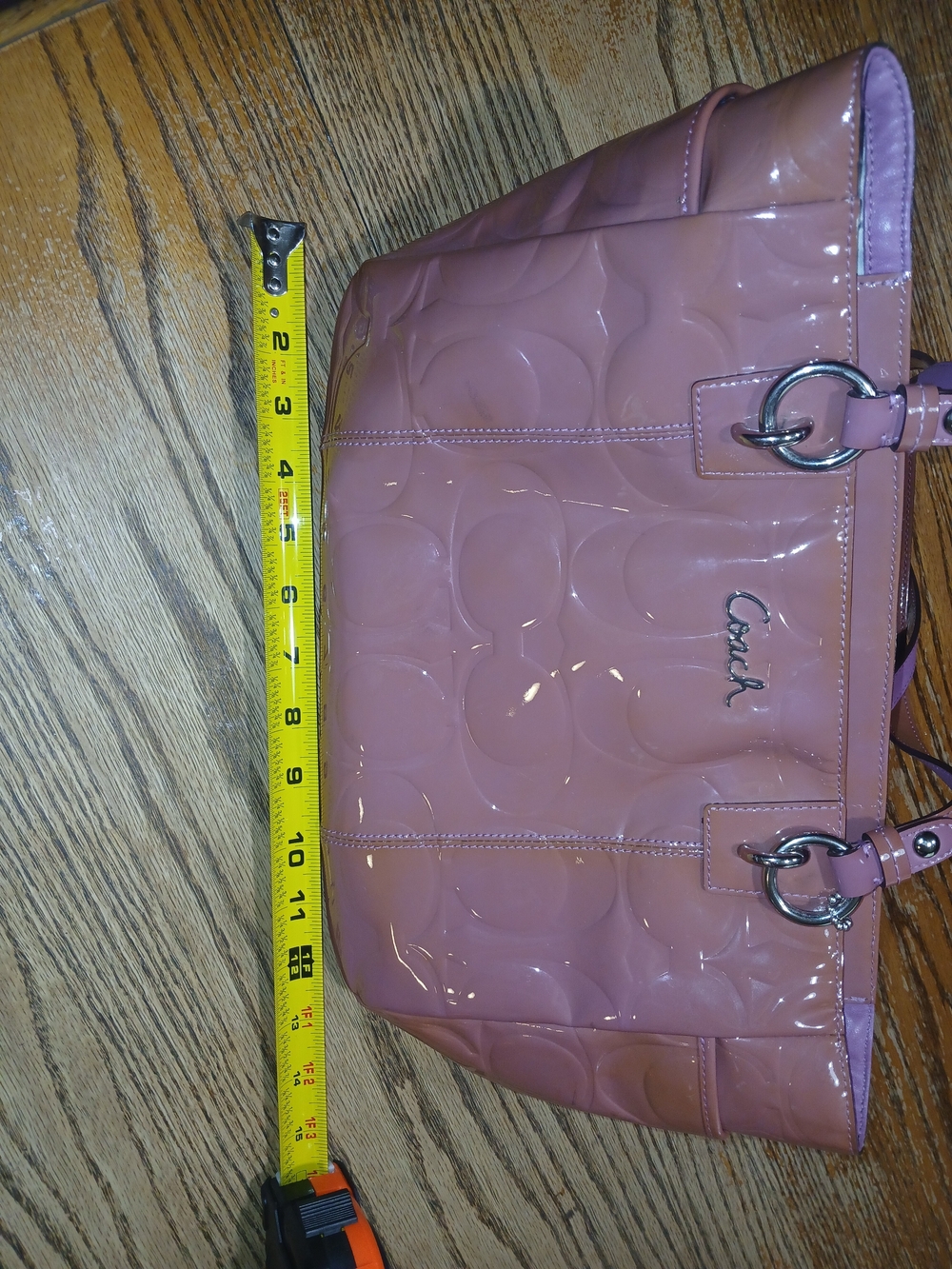Coach Glossy Pink Patent Leather Shoulder Bag
